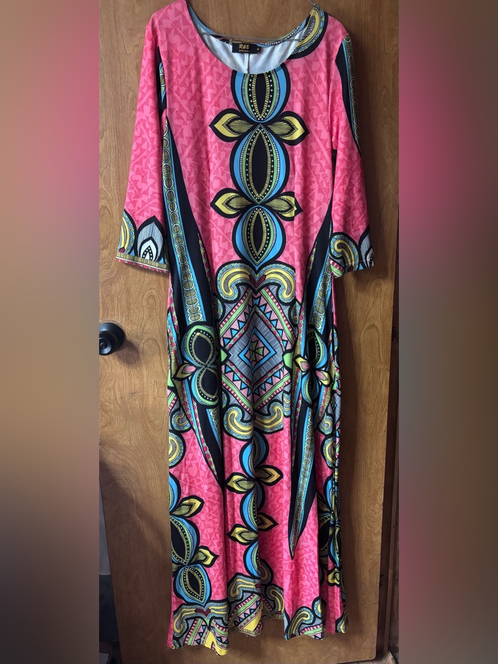 Pure Collection Hot Pink Geometric & Floral Maxi Dress
